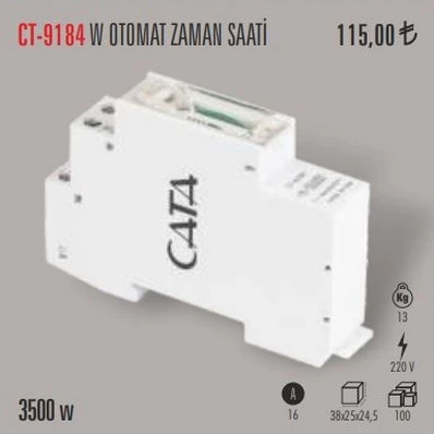 Cata Ct-9184 W Otomat Sigorta Tipi Zaman Saati 3500 W ürün görseli 1
