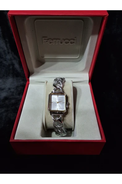 Ferrucci FERRUCCİ YENİ MİLANO SERİSİ KARE ZİNCİR MODEL ÇELİK KADIN KOL SAATİ ürün görseli 1