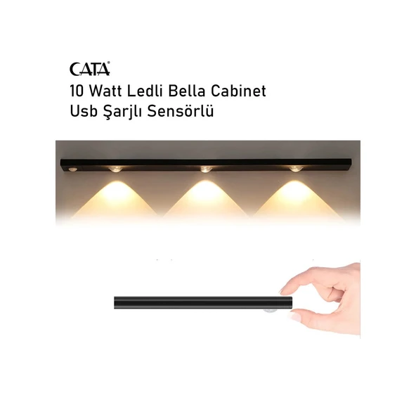 Cata Ct-2464 Şarjlı Led Işık Usb Şarjlı Kablosuz Mıknatıslı Led Lamba 3 Farklı Işık Rengi Siyah ürün görseli 1