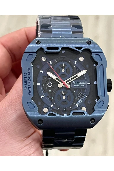 Ferrucci Kare Kadran Mavi Renk Fonksiyonları Aktif Takvimli 45mm Kasa Çap Erkek Kol Saati ürün görseli 1