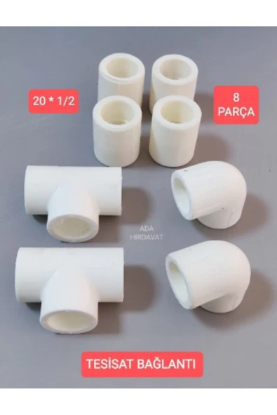 Kutayapı Pvc Boru 20*1/2 Pprc Kalorifer Doğalgaz Su Tesisatı Bağlantı Parçaları Seti ** 8 Parça ürün görseli 1