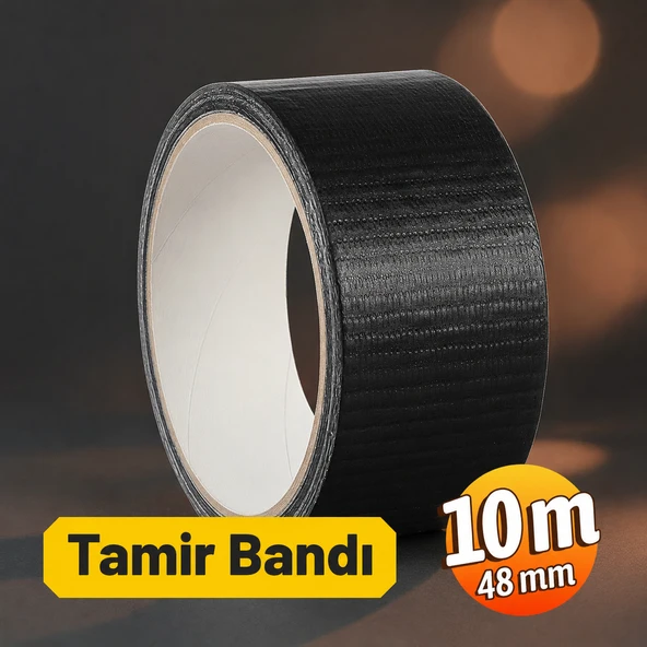 48 mm x 10 mt Siyah Renkli Su Geçirmez Güçlü Tamir Bandı Duct Tape Çok Amaçlı Tamirat Bandı ürün görseli 1