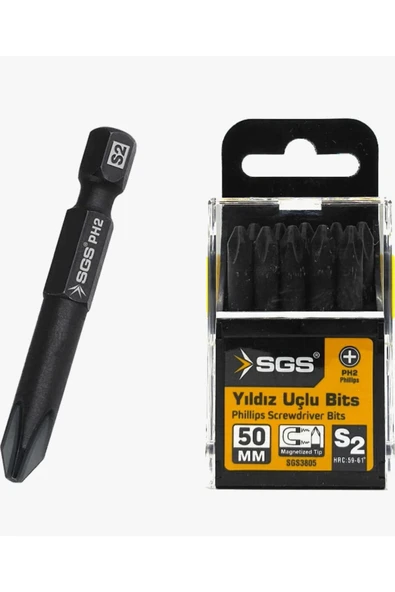 SGS YILDIZ UÇLU BİTS S2 PH2 - 50MM (10'lu Paket) ürün görseli 1