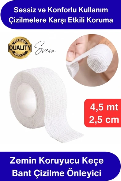 #Keçe Zemin Koruyucu Keçe Bant 4,5 Metre Beyaz Yapışkanlı Mobilya Ayağı Keçesi Ses Önleyici Çizilme Önleyici Parke Lamin ürün görseli 1