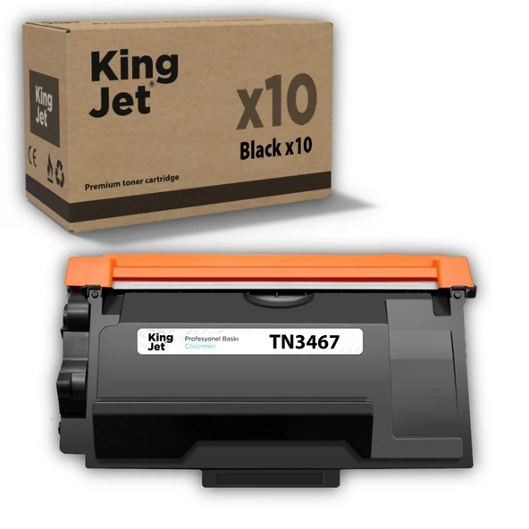 KingJET Brother Uyumlu TN-3467 Yüksek Kapasiteli (10'lu Paket) Muadil Toner | HL-L6400DW ürün görseli 1
