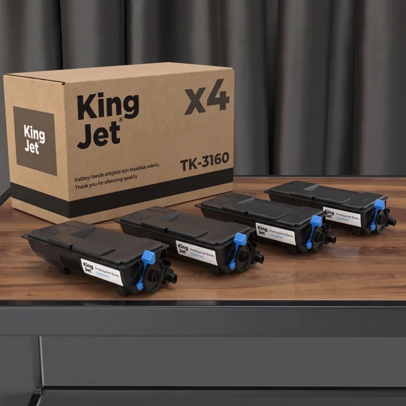 KingJET Kyocera Uyumlu TK-3160 Standart Kapasiteli (4'lü Paket) Çipli Muadil Toner | ECOSYS P3050dn ürün görseli 1