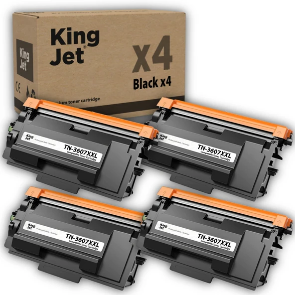 KingJET Brother Uyumlu TN-3607XXL Yüksek Kapasiteli (4'lü Paket) Çipli Muadil Toner | MFC-L5715DW ürün görseli 1