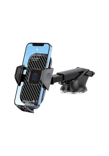 Hobimtek HB-01 Otomatik Klipsli Araç İçi Telefon Tutucu Cam ve Torpido Uyumlu Siyah ürün görseli 1
