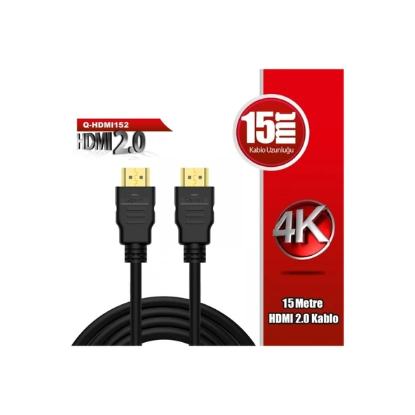 Qport Q-HDMI152 Altın Uçlu 15 Metre 4K Hdmı 2.0 Kablo ürün görseli 1