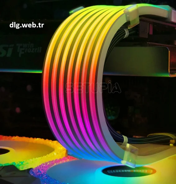 DLG ARGB Senkronize Anakart ve Ekran Kartı Uyumlu 8 Pin Kablo Kılıfı Beyaz ürün görseli 1