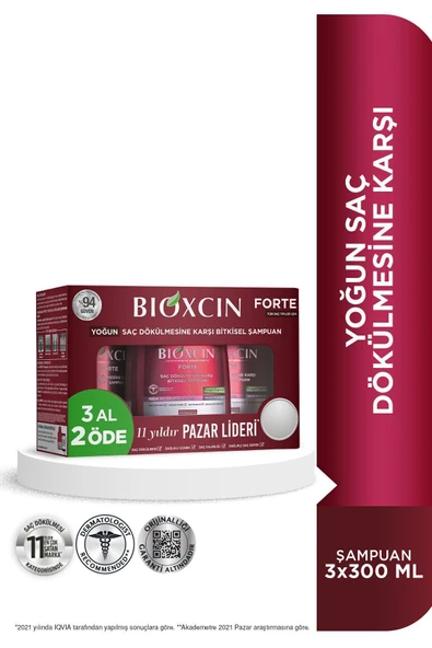 Bioxcin Forte Şampuan 3 Al 2 Öde 3x300 Ml - Yoğun Saç Dökülmesi Şampuanı ürün görseli 1