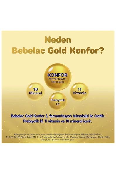Bebelac Gold Konfor 3 Devam Sütü 1 Yaş+ 800 Gr - Resim 5