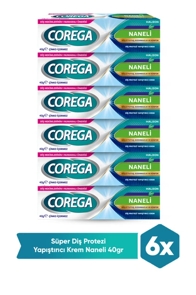Corega Süper Protez Yapıştırıcı Naneli Krem 40 gr 6 Kutu ürün görseli 1