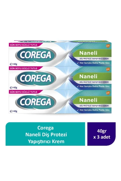Corega Naneli Diş Protezi Yapıştırıcı Krem 40g (3 Adet) ürün görseli 1