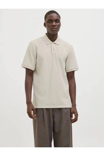 Jack&Jones 12268130 Yakali Erkek Tshirt - Bej ürün görseli 1