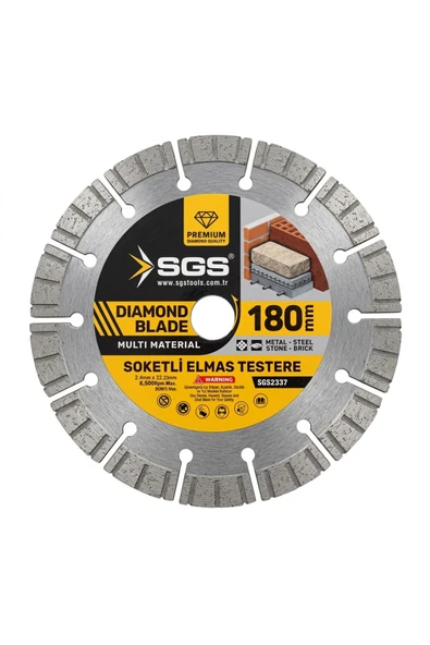 SGS SGS2337 SOKETLİ ELMAS TESTERE MULTİ MATERİAL (180MM ) (BETON,TAŞ TUĞLA, METAL VE KESİCİ) ürün görseli 1
