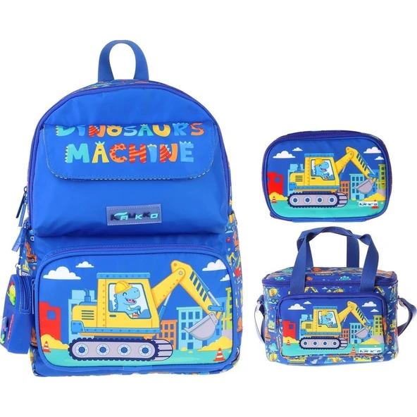 Kids Mechanic(Mavi - Sarı Renk) Erkek Çocuk Üçlü Ilkokul Okul Çantası Seti/takımı - SETKK-L5369D ürün görseli 1