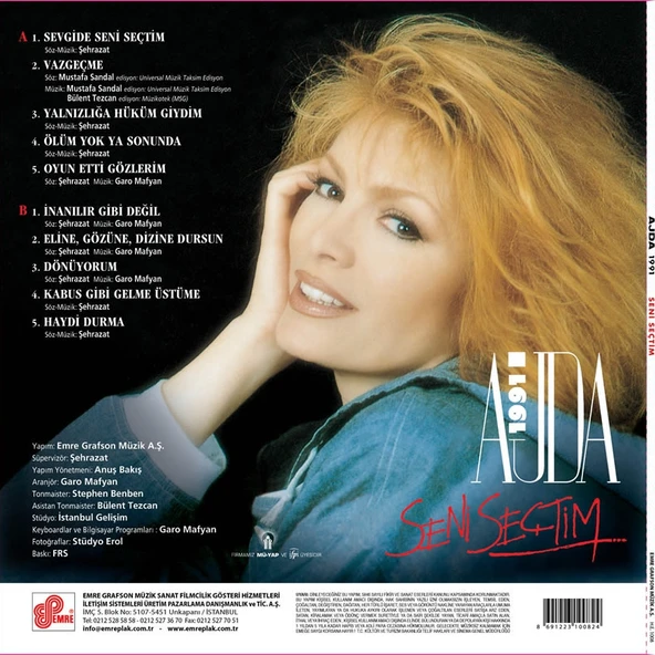 Ajda Pekkan - Ajda 1991 Seni Seçtim - Plak - Resim 2