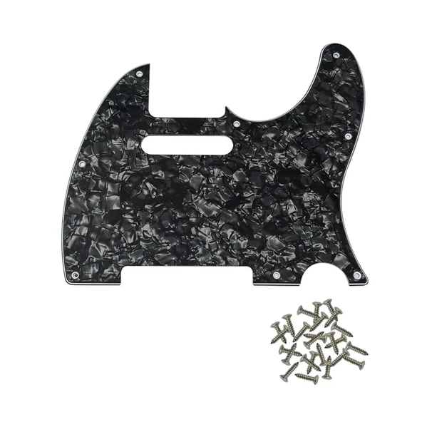 Telecaster Uyumlu Elektro Gitar Pickguard 8 Delikli Siyah Desenli ürün görseli 1