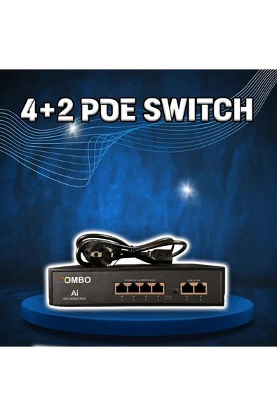 İMEXTECH 4+2 Port 10-100 Mbps PoE Switch 65W Güç IP Kamera ve Ağ Cihazları İçin Uplinkli Ethernet Switch ürün görseli 1