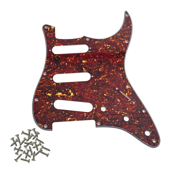 Stratocaster ST Kasa Elektro Gitar Pickguard 3 Katmanlı 11 Delikli Kırmızı Alev Desenli ürün görseli 1