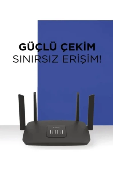 İMEXTECH Bilişim Burada AC06 Siyah Çift Bant Kablosuz Wifi Router 1200MBPS – 2.4ghz & 5ghz 4 Antenli ürün görseli 1