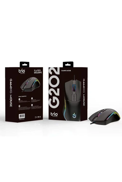Trio G202 RGB Aydınlatmalı 7200 DPI Yüksek Hassasiyetli Kablolu Gaming Oyuncu Faresi ürün görseli 1