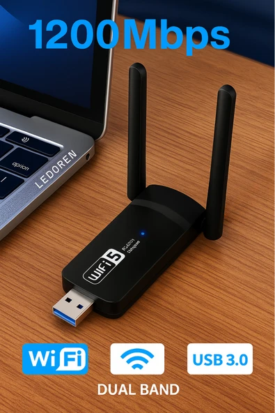 kruxon Ac1200 Mbps Dual Band USB 3.0 Adaptör Kablosuz Wi-Fi Alıcı ürün görseli 1
