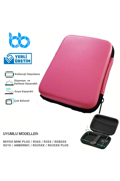 İMEXTECH Miyoo R35s/r36s El Tipi Oyun Konsolu Dayanıklı Kaymaz, Su Geçirmez Kumaş Pembe Koruma Çantası ürün görseli 1