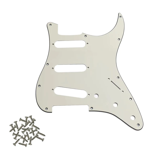Stratocaster ST Kasa Elektro Gitar Pickguard 3 Katmanlı 11 Delikli Düz Beyaz ürün görseli 1