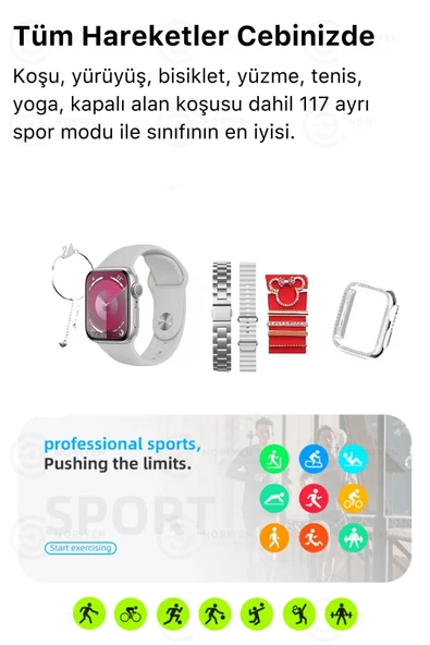 İMEXTECH Kadın Akıllı Saat Rose Gold G 9 Mini Pluss 3 Kordon/Watch Kılıf/Bileklik/Charm Süs Hediyeli ürün görseli 1