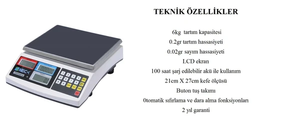 NECK 6KG SAYICI TERAZİ ürün görseli 1