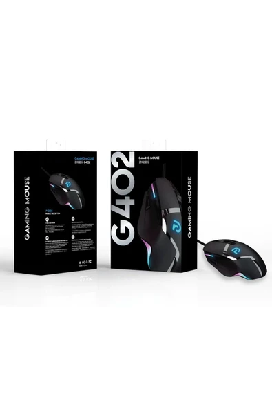 Trio G402 Gaming Mouse 7200 DPI RGB Aydınlatmalı 6 Tuşlu Kablolu Oyuncu Mouse ürün görseli 1