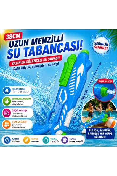 kruxon Uzun Menzilli 38 CM Su Tabancası Yaz ve Havuz Oyuncağı ürün görseli 1