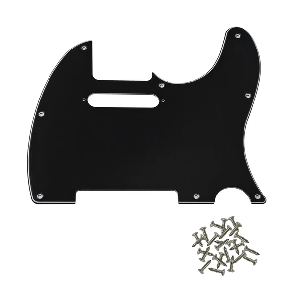 Telecaster Uyumlu Elektro Gitar Pickguard 8 Delikli Düz Siyah ürün görseli 1