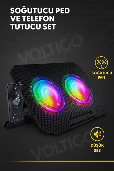 Voltico N33 Çift Fanlı Laptop Soğutucu ve Telefon Standı ürün görseli 1