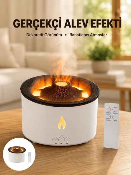 Nevamel® 3D Alev Efektli Hava Nemlendirici – Uzaktan Kumandalı ve 8 Saat Çalışma Süreli Yeni Nesil ürün görseli 1