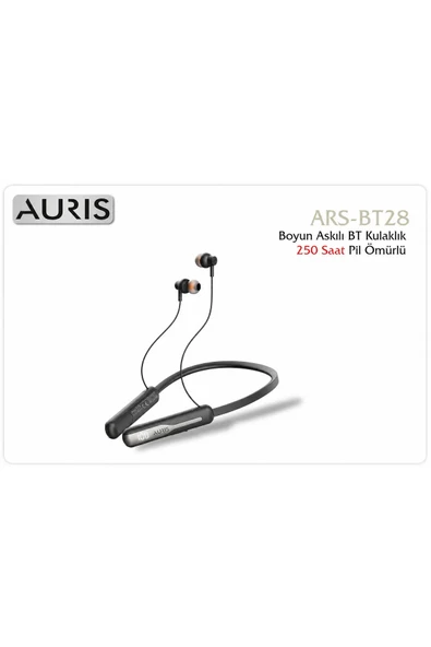 Auris BT28 250 Saat LCD Boyun Askılı Pil Göstergeli Mikrofonlu Boyun Bantlı Bluetooth Kulaklık Siyah ürün görseli 1