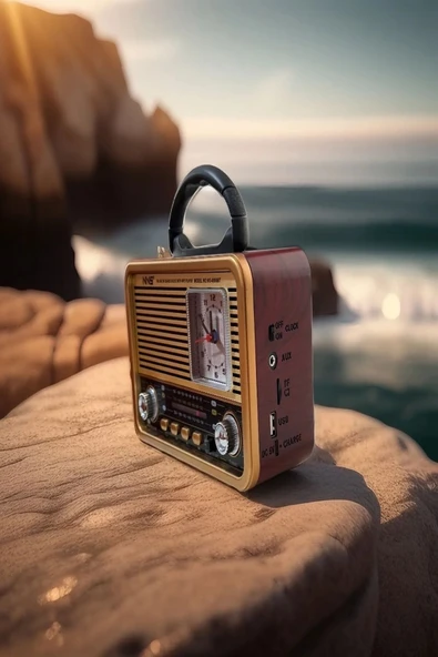 İMEXTECH NS-8898BT Nostaljik Radyo Analog Saatli FM Radyo Bluetooth Hoparlör USB TF AUX MP3 Çalar ürün görseli 1