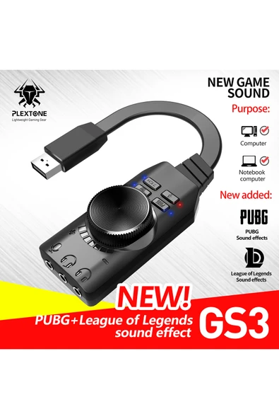kruxon GS3 USB Harici 7.1 Kanal Ses Kartı – PUBG & LoL Destekli, Mikrofonlu Dönüştürücü ürün görseli 1