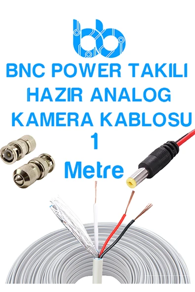 İMEXTECH Analog Kamera Bağlantı Kablosu Power Jack Uçlu BNC Takılı Kullanıma Hazır Montaj Kablosu ürün görseli 1