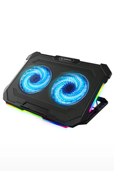 kruxon Sirius S46 RGB Işıklı 2 Fanlı Yükseklik Ayarlı 125 *125*15 2 USB Port Notebook Soğutucu ürün görseli 1