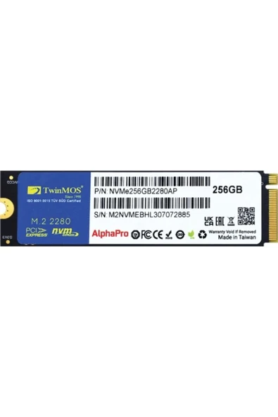 Toptan Bulurum TwinMOS ALPHA PRO 256GB PCIe 4.0 x4 NVMe 3600/3250 3DNAND SSD NVMe256GB2280AP ürün görseli 1