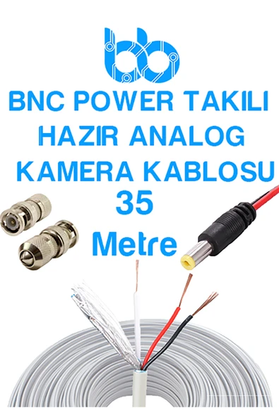 İMEXTECH Analog Kamera Bağlantı Kablosu Power Jack Uçlu BNC Takılı Kullanıma Hazır Montaj Kablosu ürün görseli 1