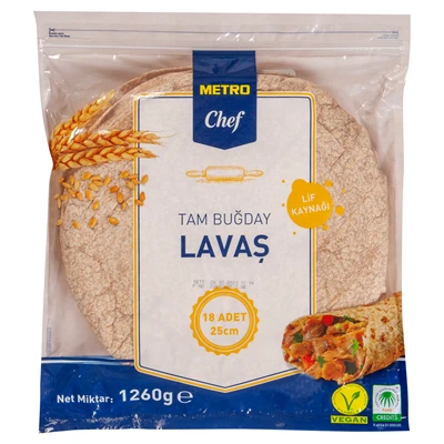 METRO Chef Lavaş 25Cm 18Li Tam Buğday 5'li Avantaj Paketi ürün görseli 1