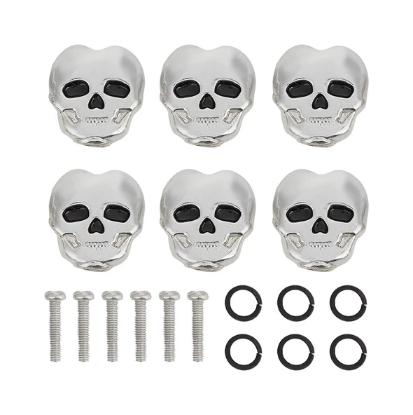 Gümüş Krom Kuru Kafa Gitar Akort Burgu Kulakçığı Başlığı (6'lı Set) ürün görseli 1