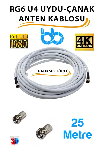 İMEXTECH F Konnektörlü 64 Tel Rg6/u4 Full Hd 3d 4k Anten Tv Çanak Uydu Lnb Kablosu ürün görseli 1
