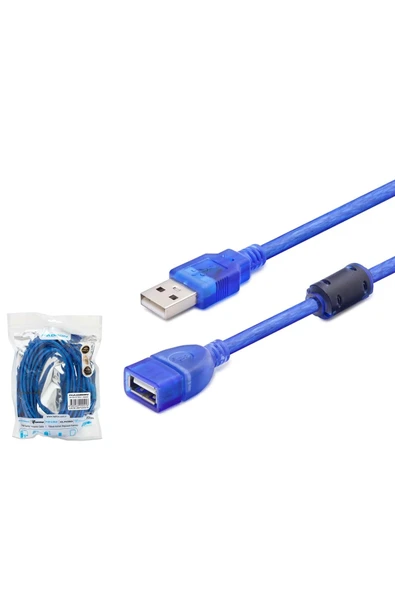 HADRON HDX7536 USB Uzatma Kablosu 5 m Şeffaf Mavi ürün görseli 1