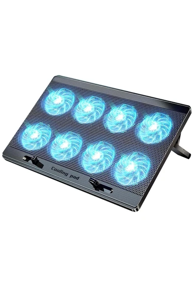 kruxon ZRA8 8 Fanlı Laptop Soğutucu Stand 15.6"-17" Uyumlu Ayarlanabilir Hızlı Sessiz Tasarım ürün görseli 1