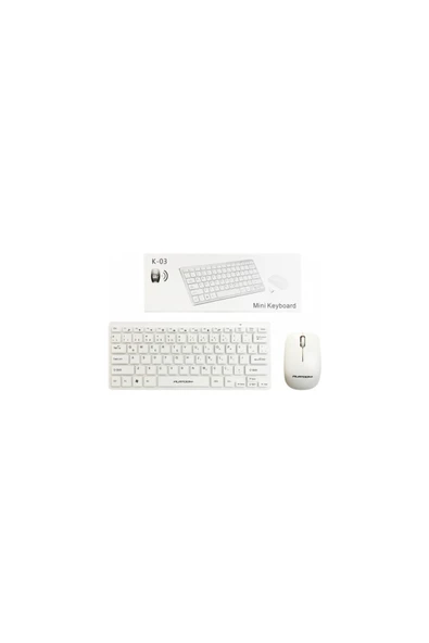 kruxon Pl-395 Beyaz Renk Kaliteli Mini Kablosuz Klavye Mouse Set ürün görseli 1